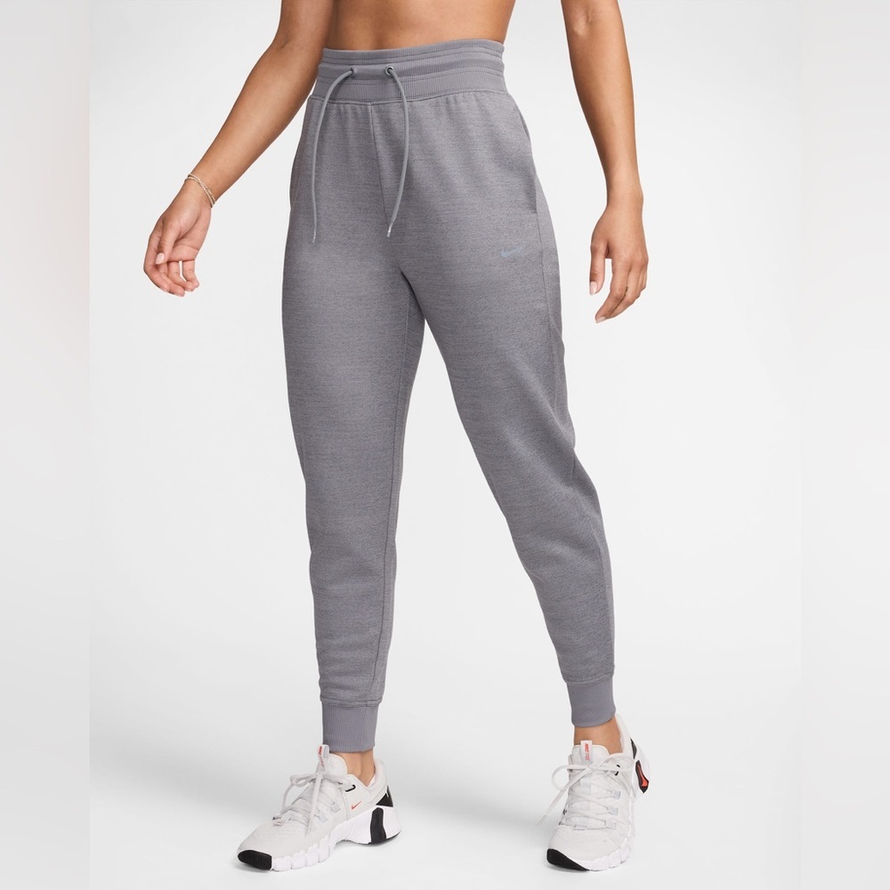 Nike Therma-FIT One Women’s High-Waisted 7/8 Joggers Small Carbon Heather/White